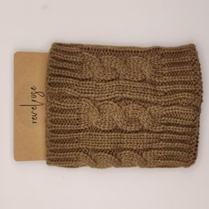 Leg warmer boot cuffs cable knit brown, new in packaging